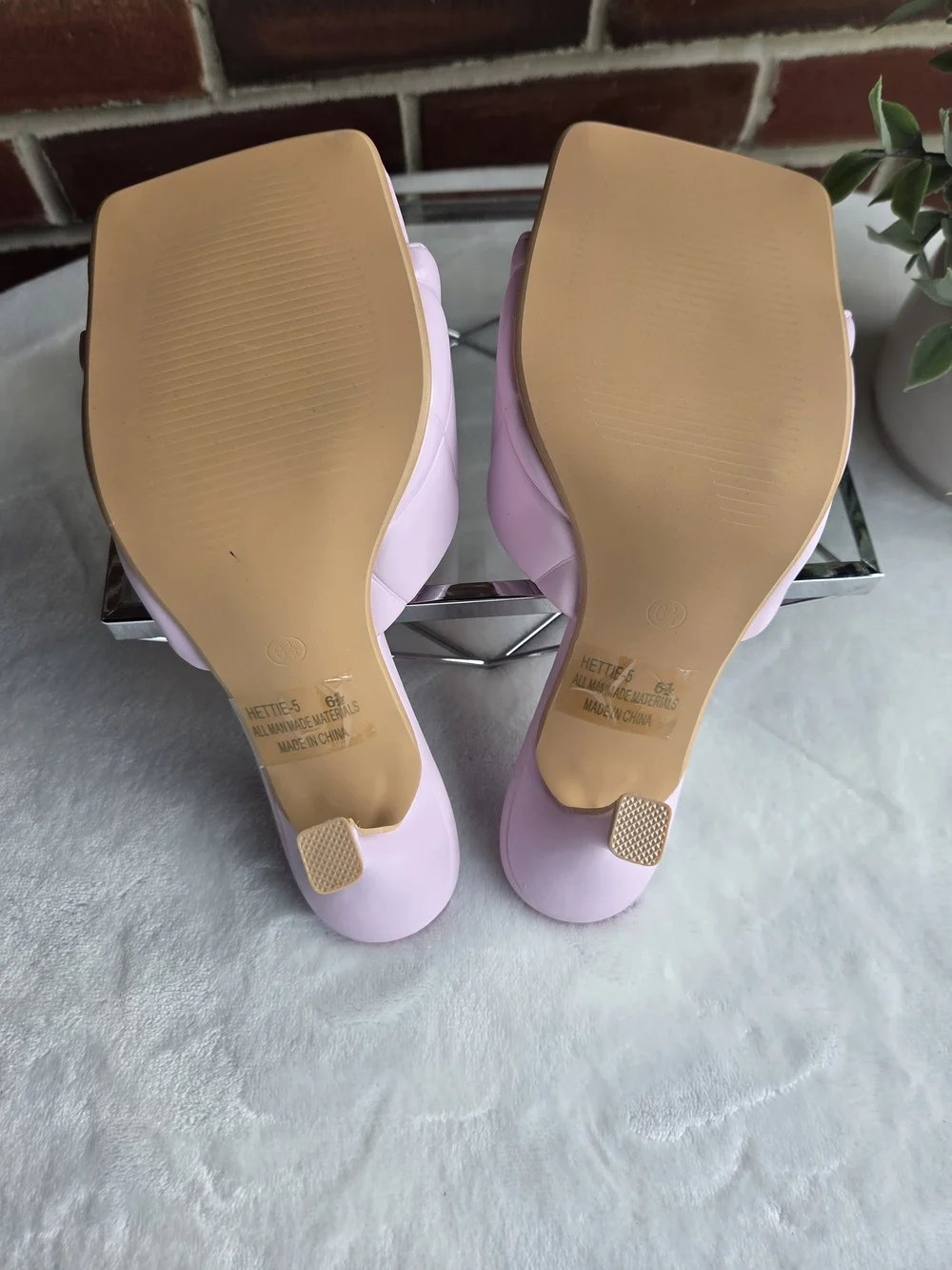 Pink Quilted Mule Heels Size 6.5 💗